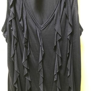 NWT Navy Banana Rep Tank with Flattering Ruffles!