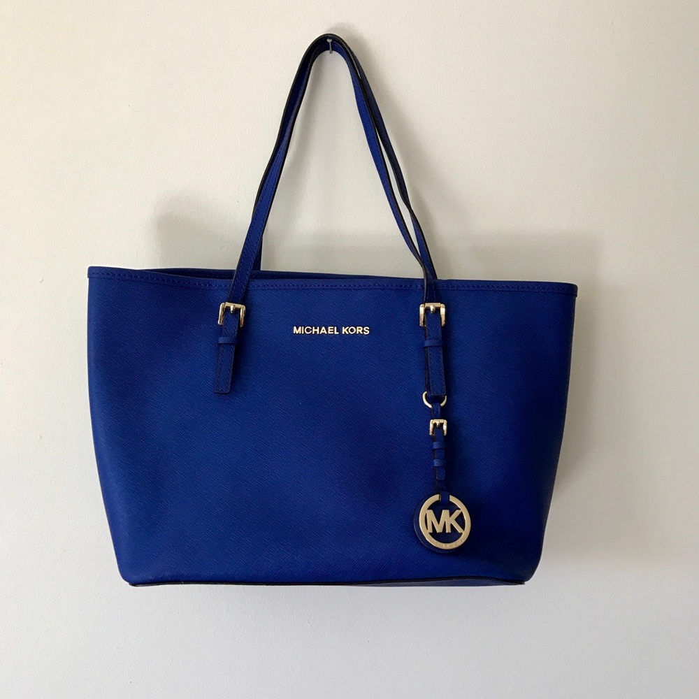 Royal Blue Michael Kors Jet Set Medium Tote Bag