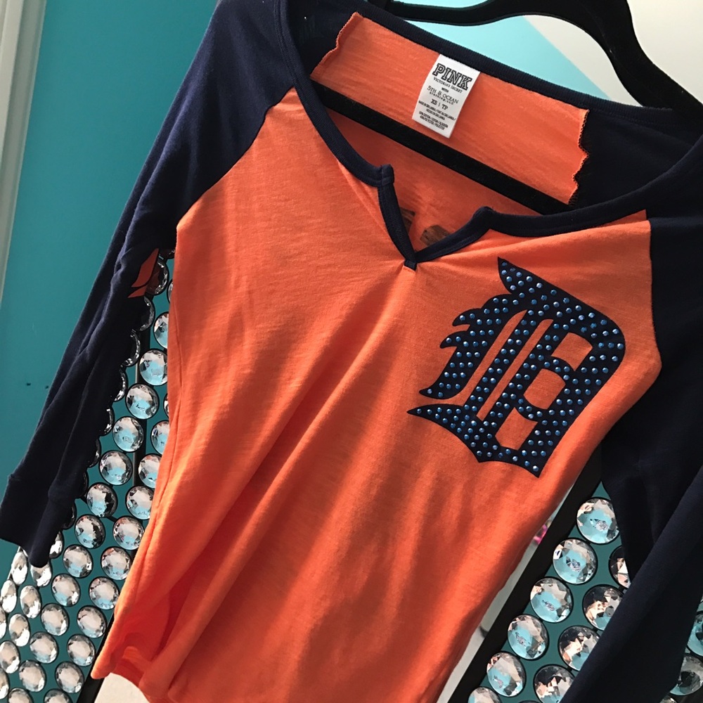 VS pink Detroit tigers baseball tee