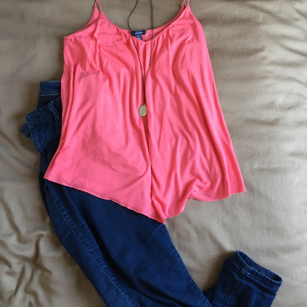 Pink American Eagle flowy tank top