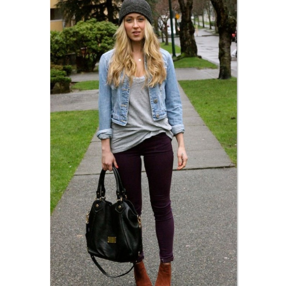 Deep plum skinny jeans