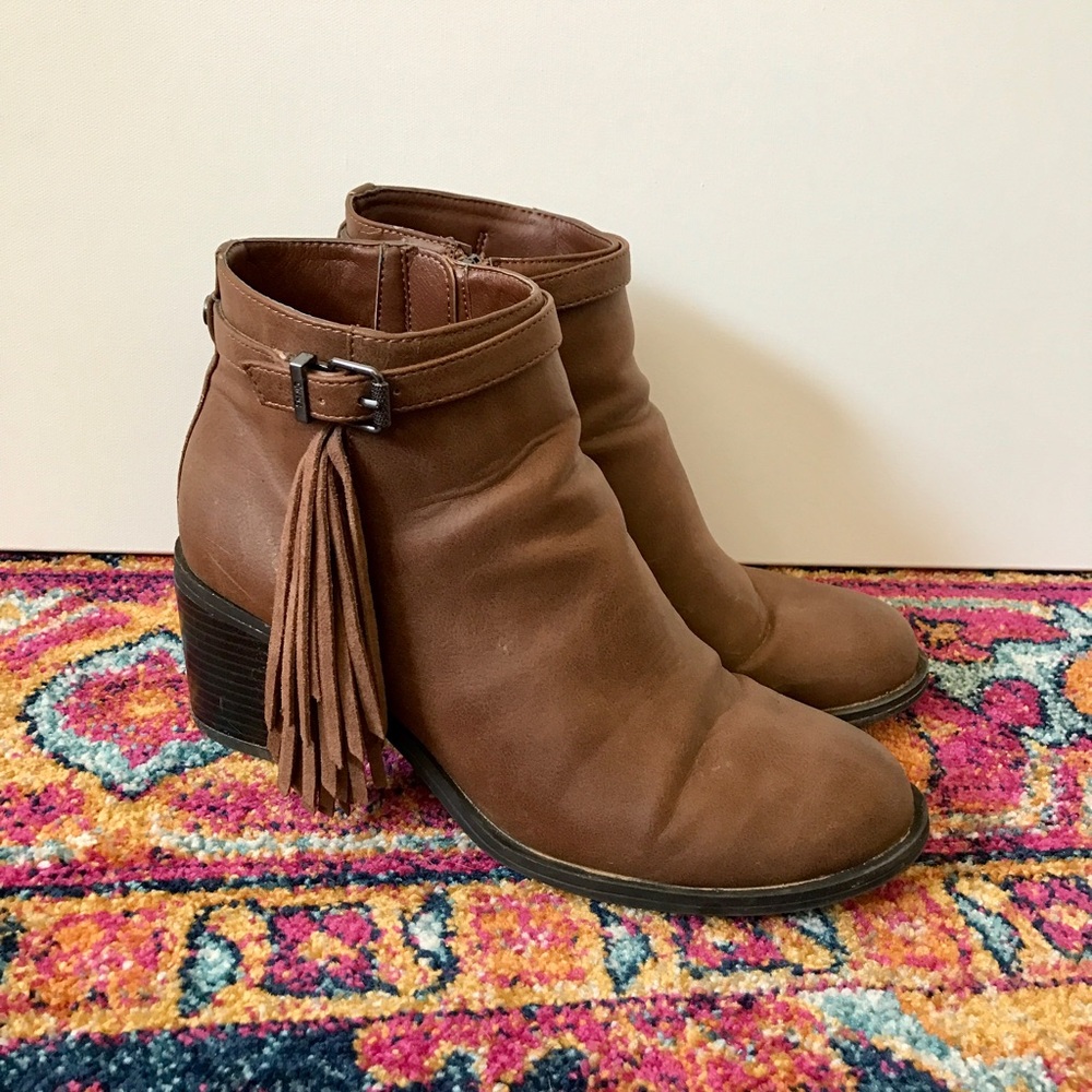 Brown Tassel Booties
