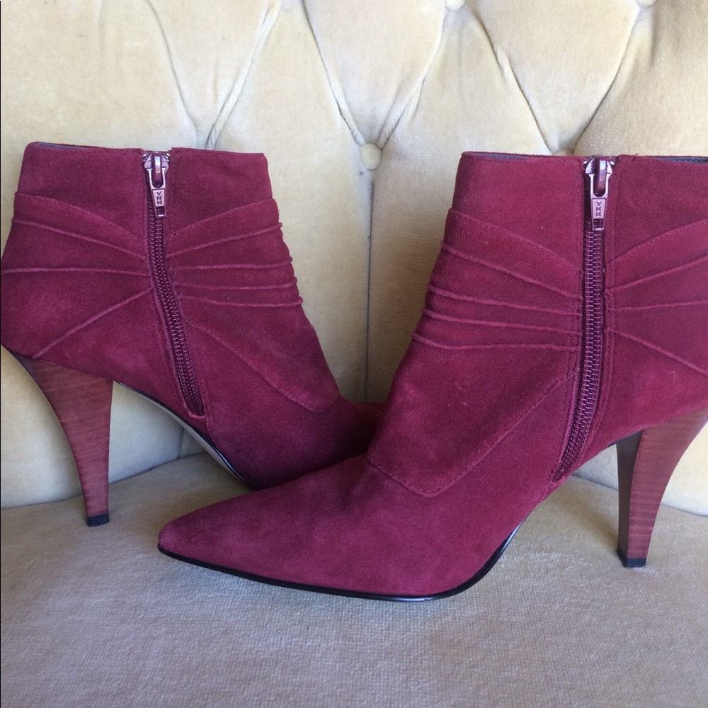 Red Suede Booties - Picture 2 of 5