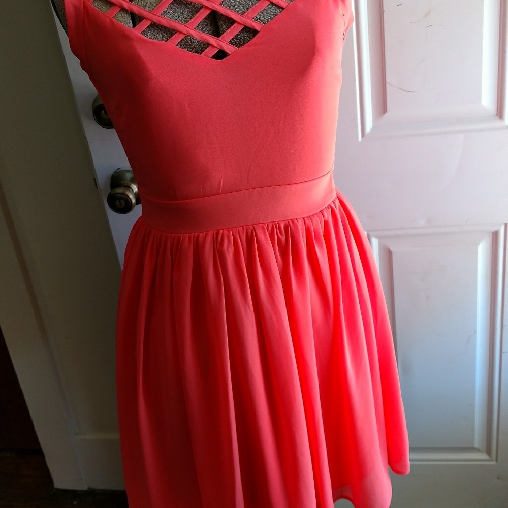 Crystal Doll Coral Strappy Dress