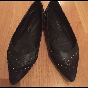 Rebecca Minkoff Black Pointy Flats Fiama Studded