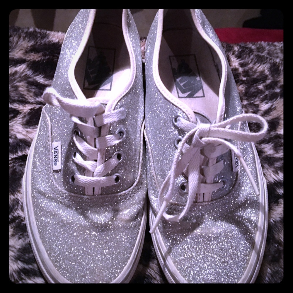 Silver sparkle glitter Vans size 6 1/2