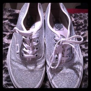 Silver sparkle glitter Vans size 6 1/2