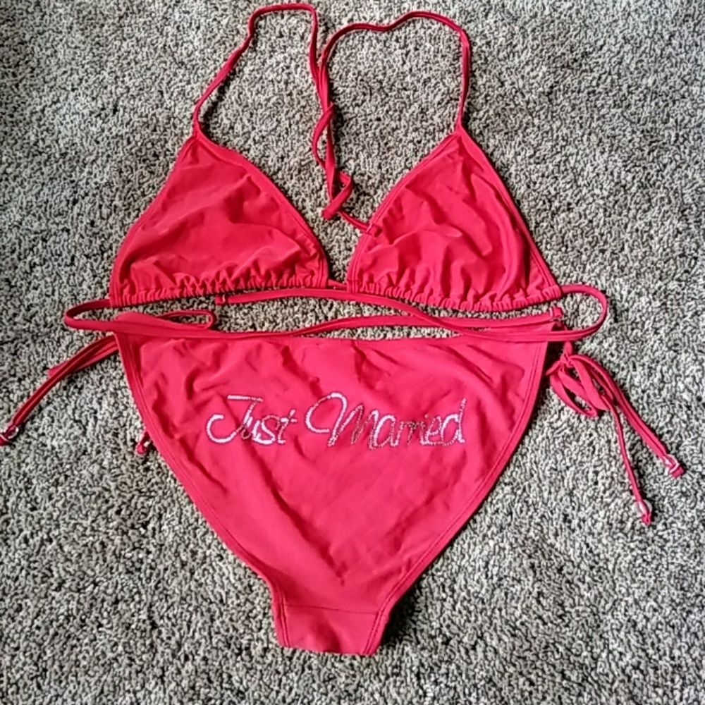 Bedazzled Just Married Bikini <3