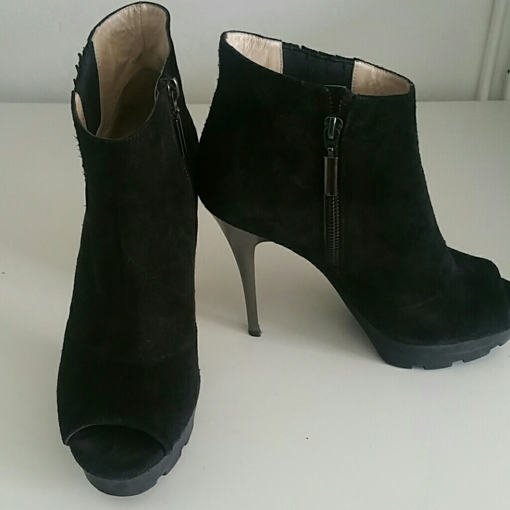 Jean Michel Cazabat black suede booties.