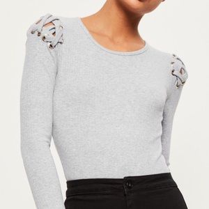 Lace up shoulder bodysuit