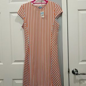 J. McLaughlin orange/blue stripe dress L NWT