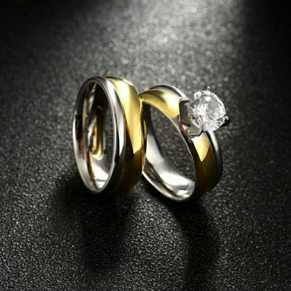 Ring solitare Zircon stone set in stainless steel