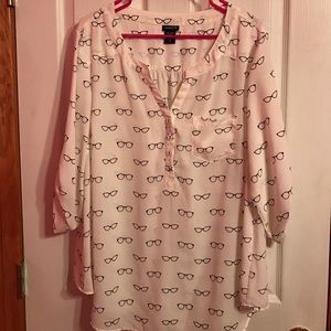 Torrid 3/4 sleeve glasses print top