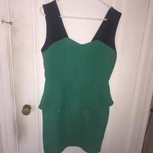Black & Green Peplum Dress