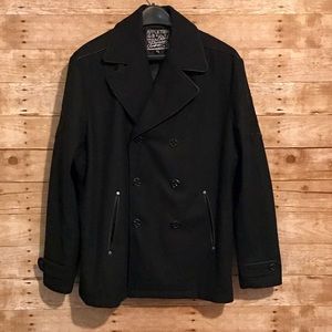 Affliction Black Wool Pea Coat