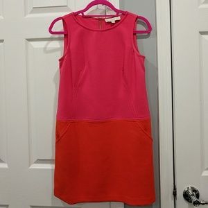 LOFT colorblock pink/orange zipper back dress 6P