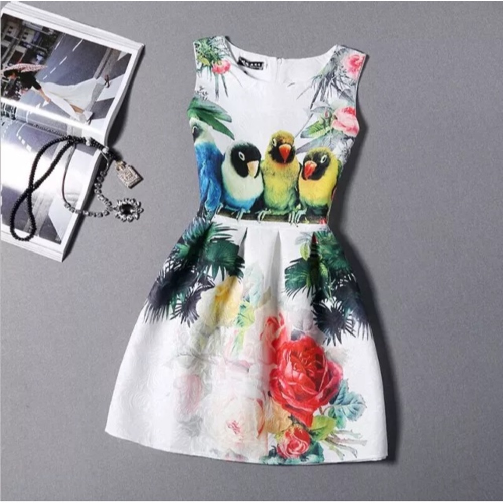 Parrots Fit & Flare Dress