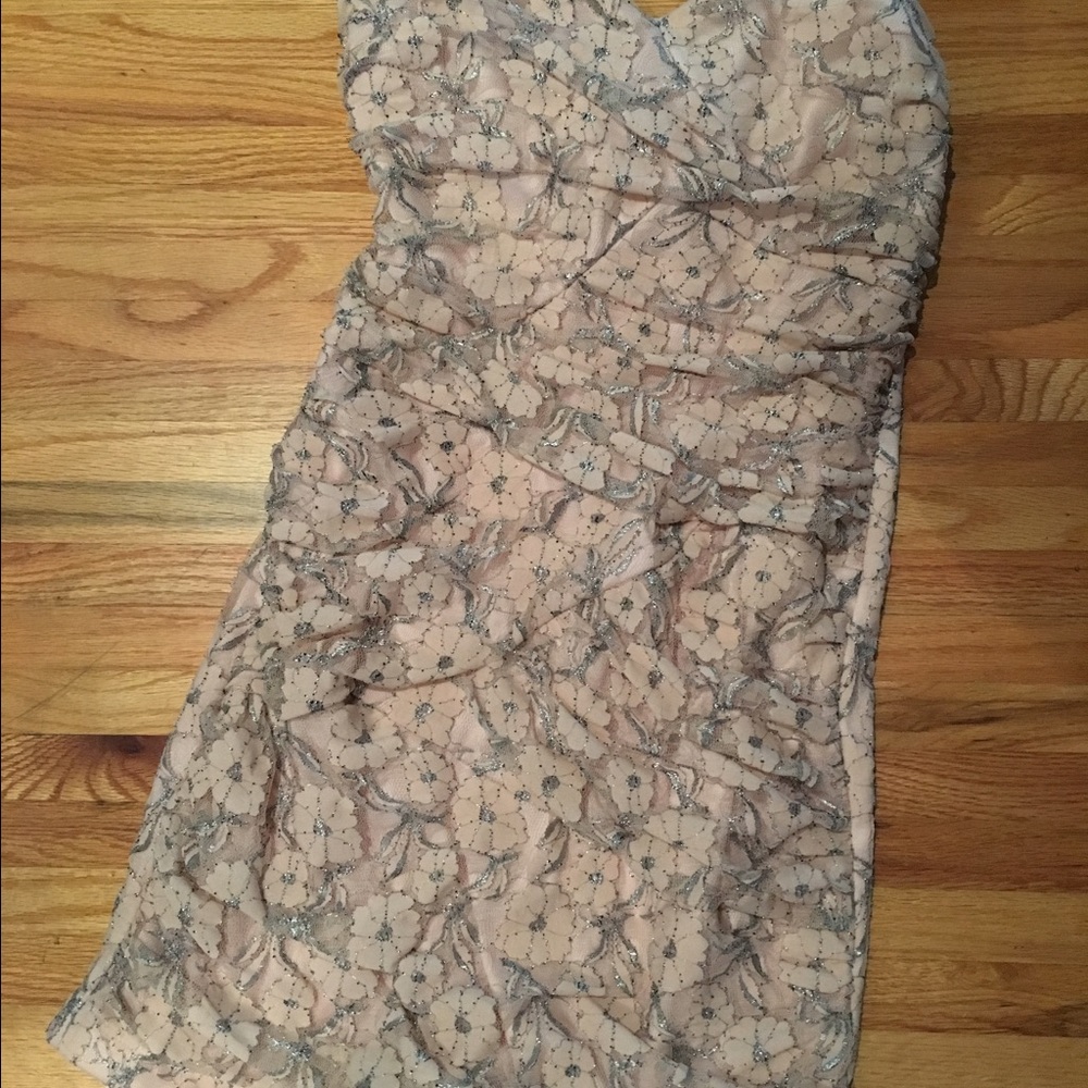 Strapless dress pink and silver strands size large
