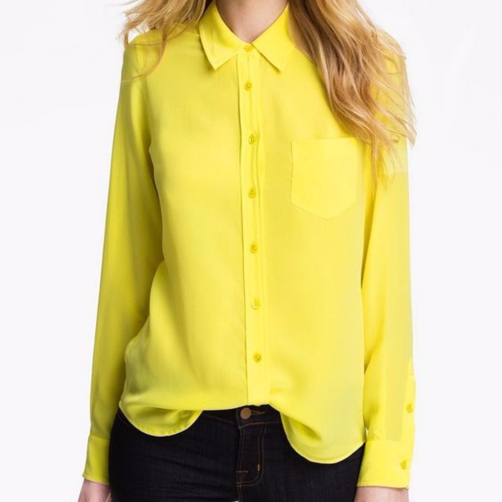 Equipment Golden Yellow 100% Silk Button Down