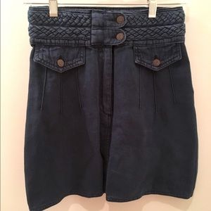 Free People high waist braid denim navy skirt
