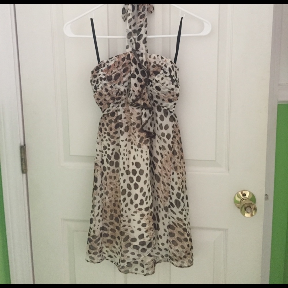 Bebe Leopard halter dress