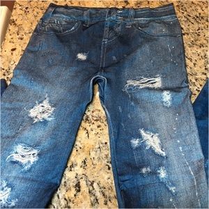 Distressed "denim look" leggings