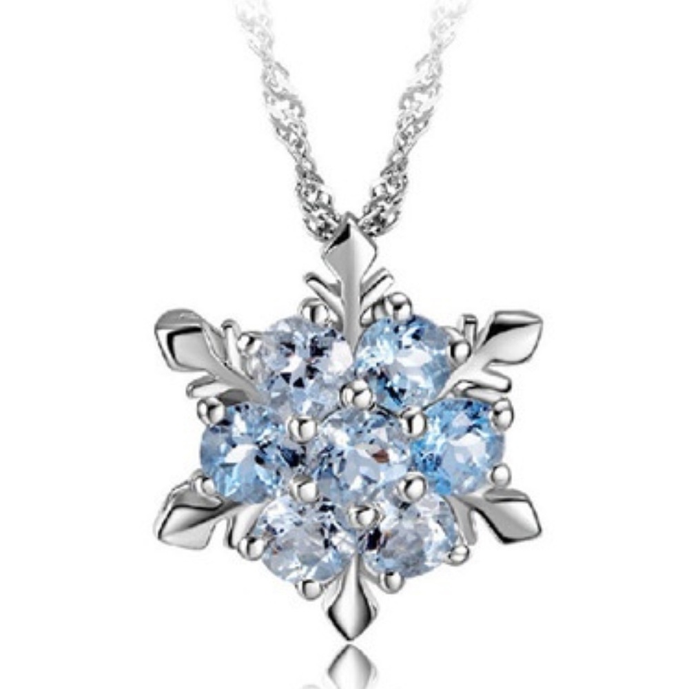 Elsa Beautiful sea blue snowflake necklace