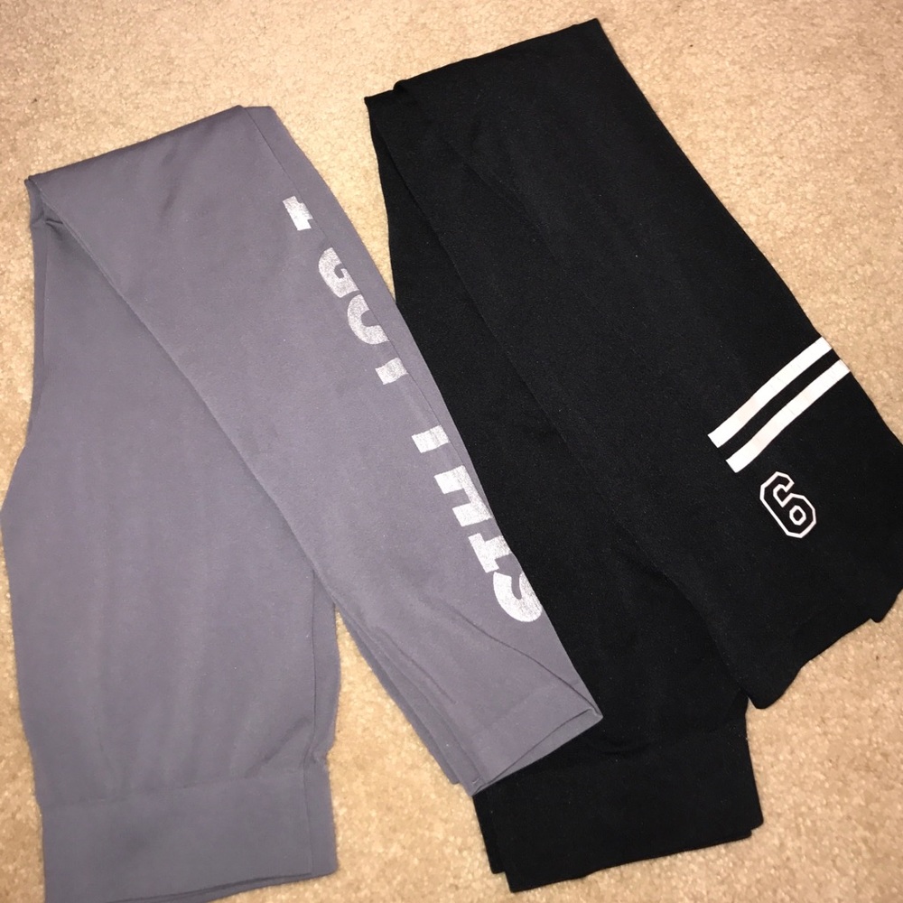 two pair of active leggings