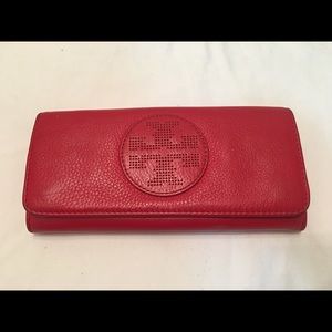 Tory Burch Red Kipp Envelope Continental wallet