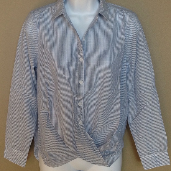 🍃💕Striped Twist Hem Button Down Shirt - Picture 3 of 6