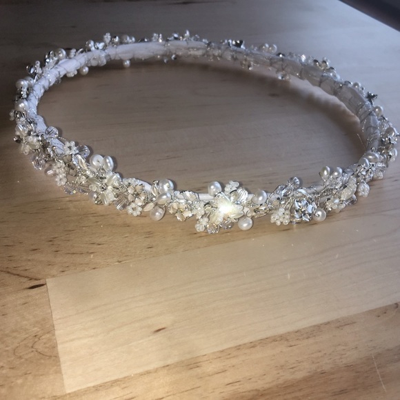 Flower, beaded and pearl wedding boho headband