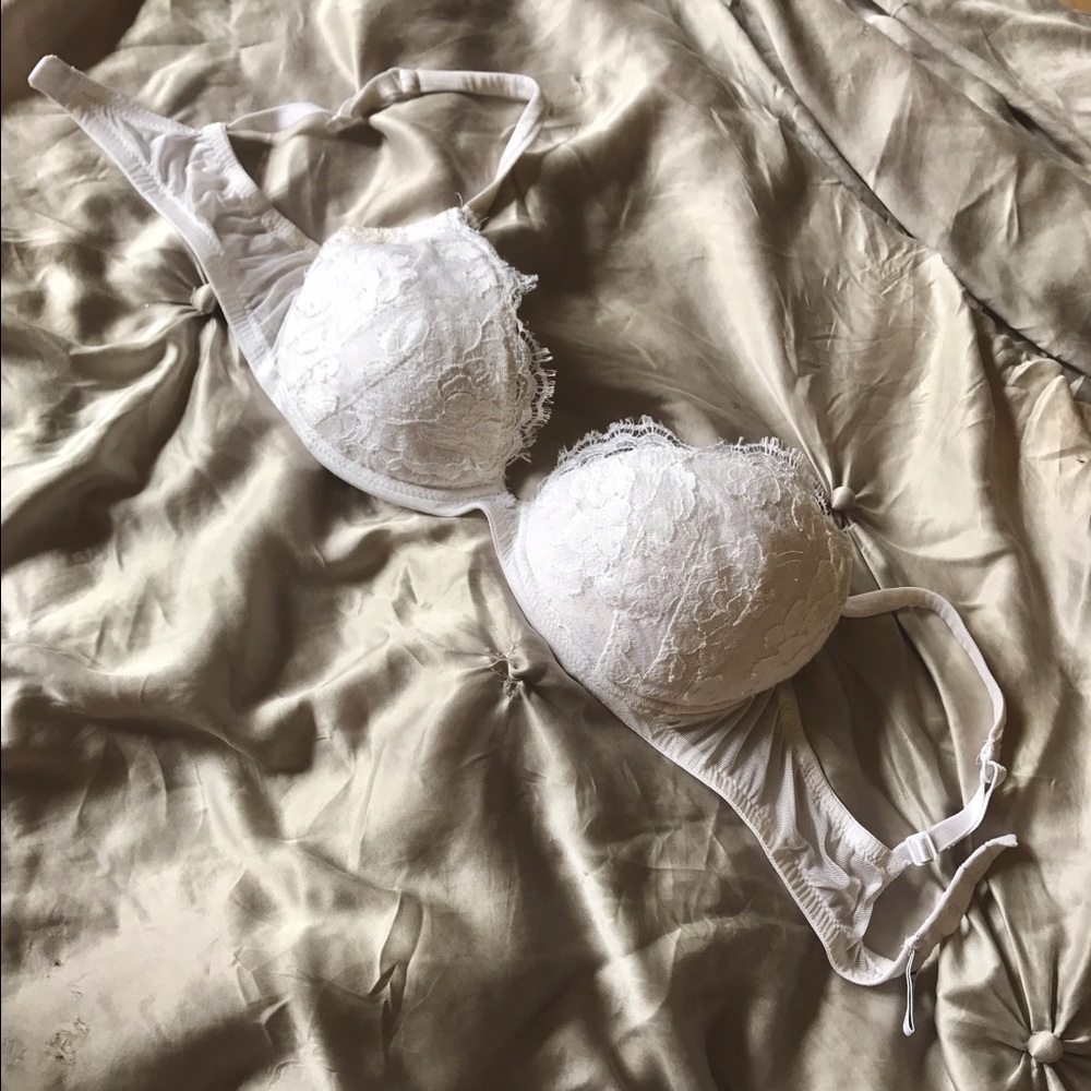 Very sexy white lace bra