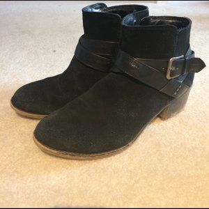 Black faux suede ankle boots