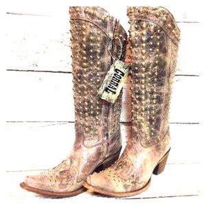 Size 6 Corral Boots Chocolate Full Studded C2817