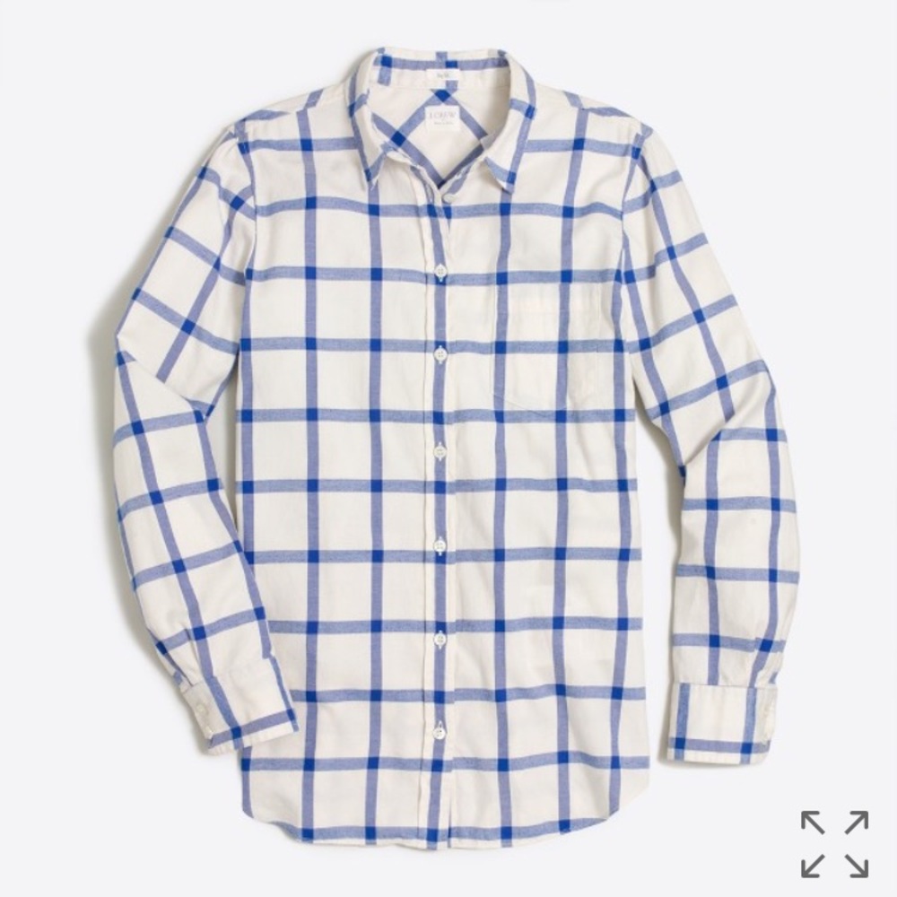 💥🆕 NWT White & Blue J. Crew Flannel Boy Fit