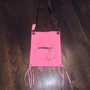 Real leather pink cross body bag