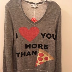 NWT Wildfox Love Pizza pullover gray sweatshirt