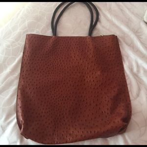 Authentic tan ostrich leather tote bag