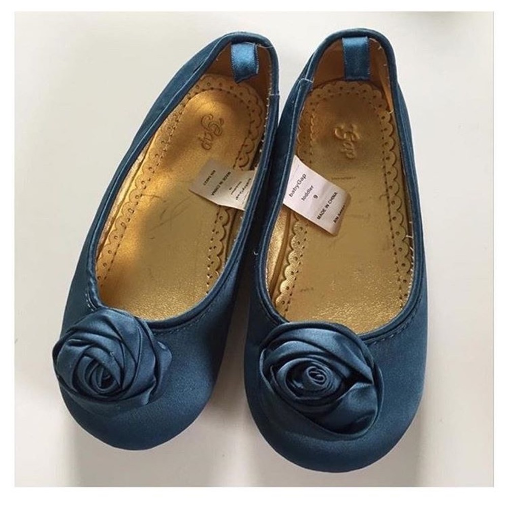 GAP Teal Silky Rosette Flats