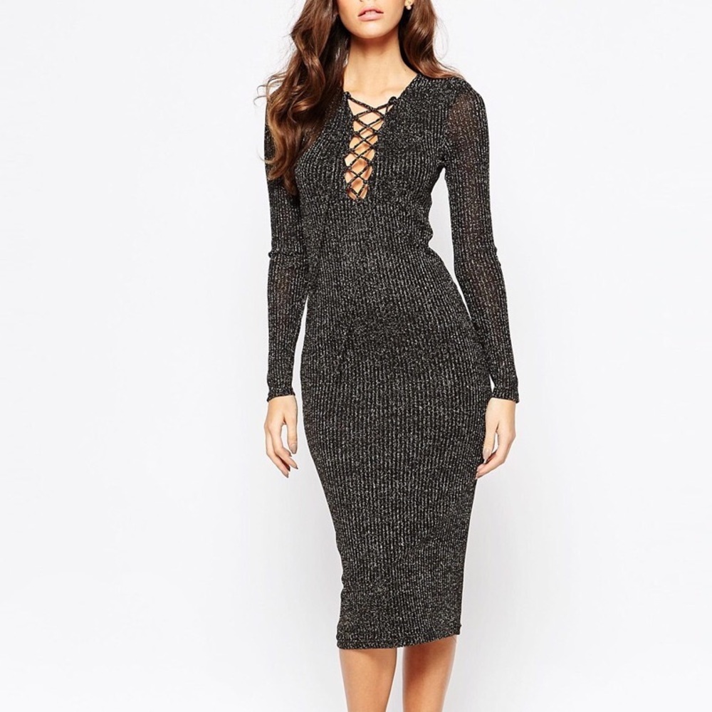 Bardot Metallic Knit Midi Dress ✨ Gorgeous!
