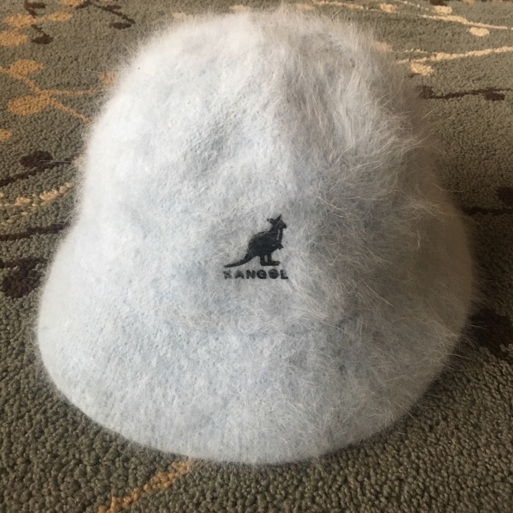 Kangol fuzzy 100% angora baby blue bucket hat