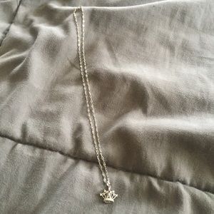 10K white gold 14 inch chain with crown charm