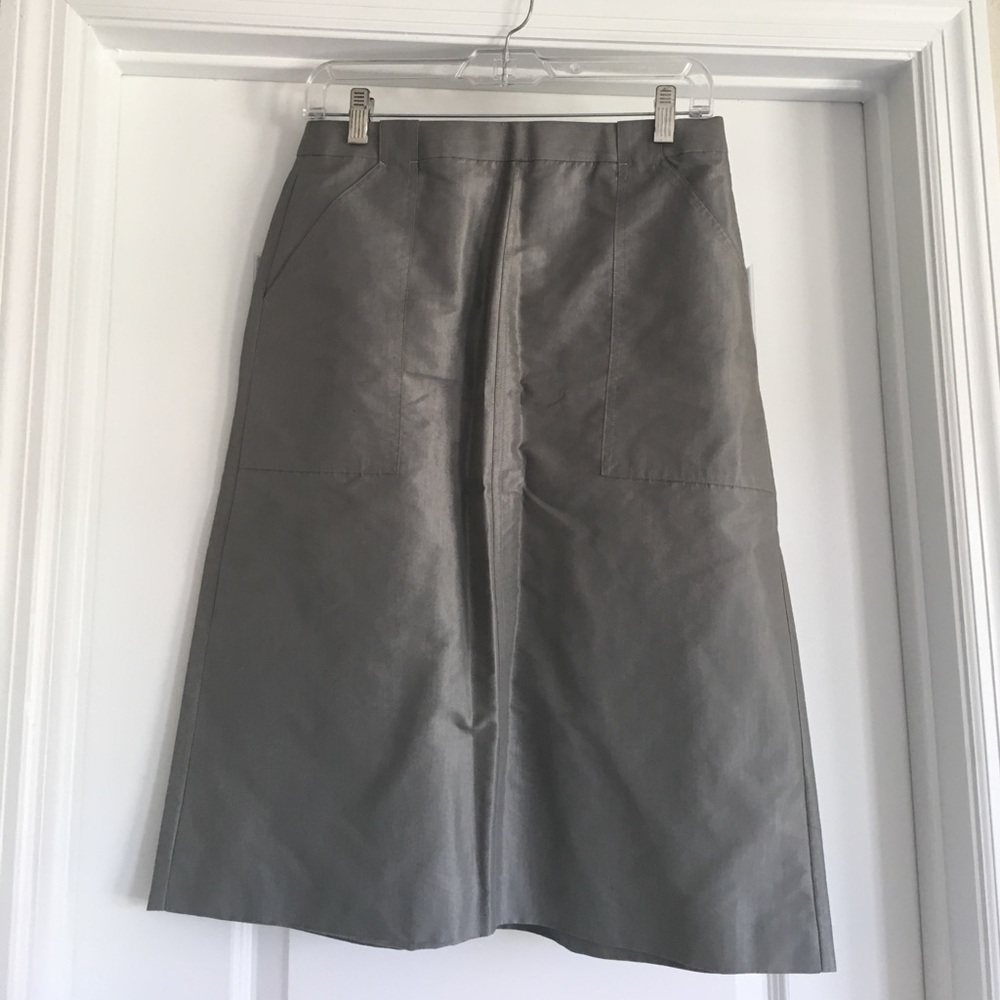 Silver shiny A-line skirt