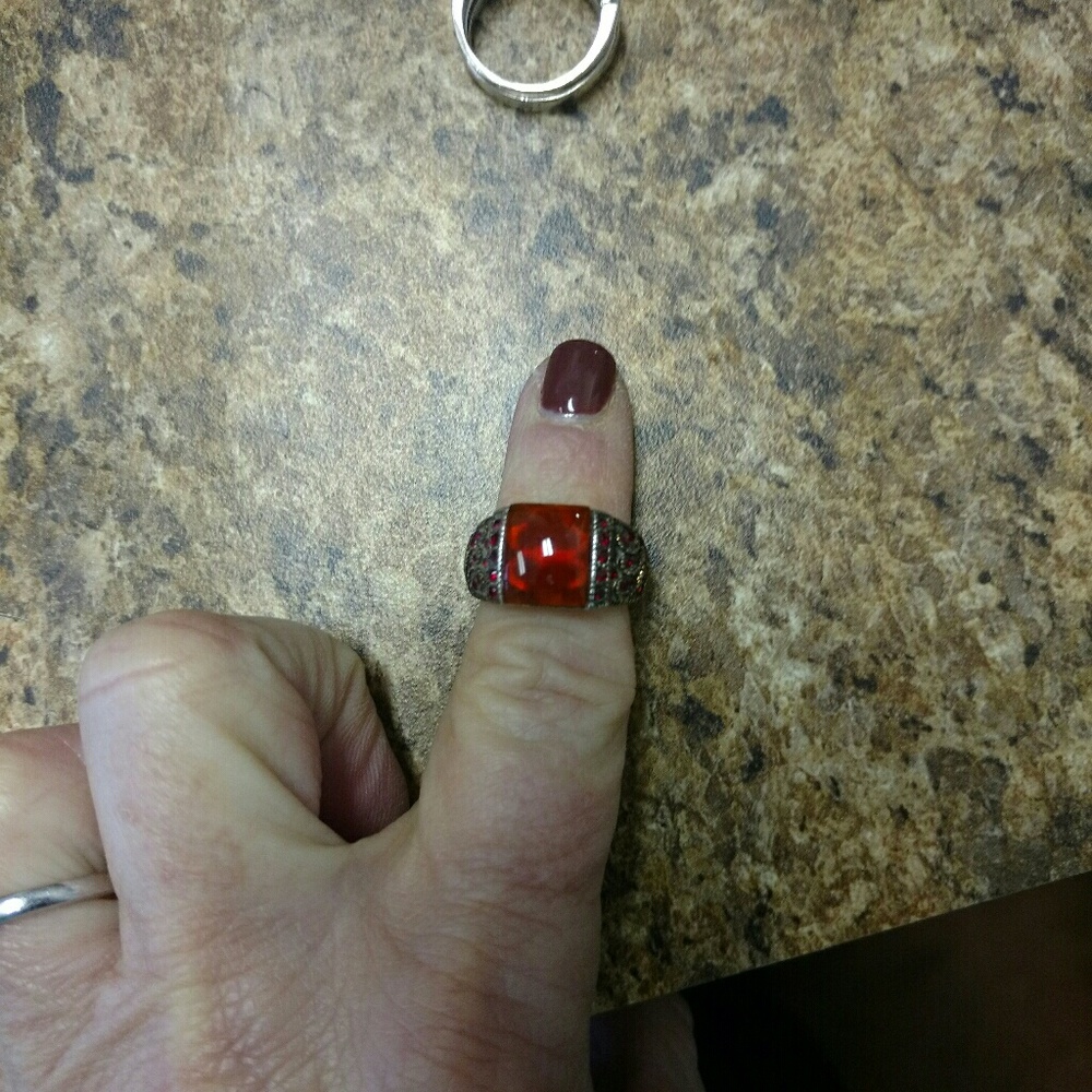 Red filgree ring