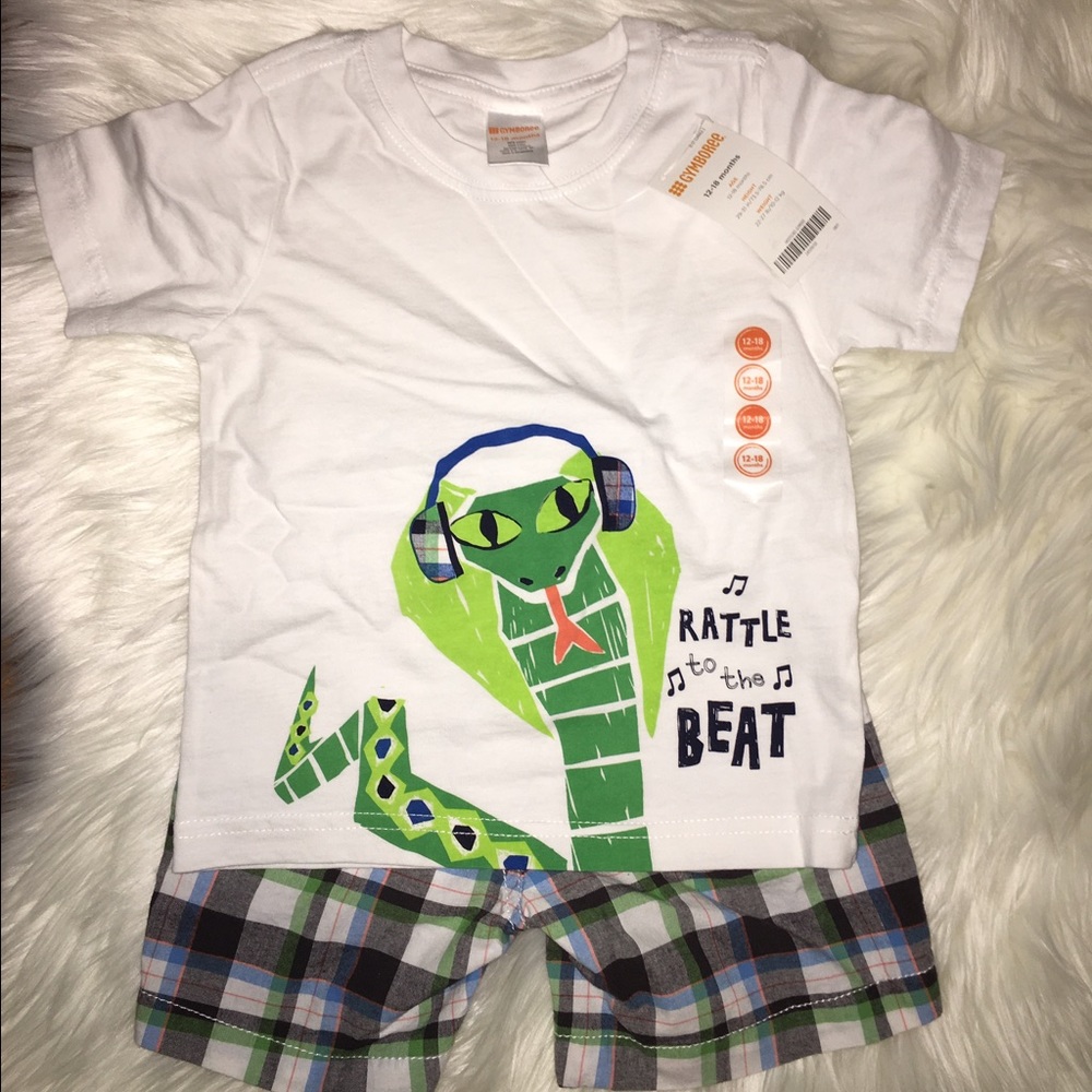 NWT GYMBOREE T-shirt & Plaid Short Set Size 12-18M