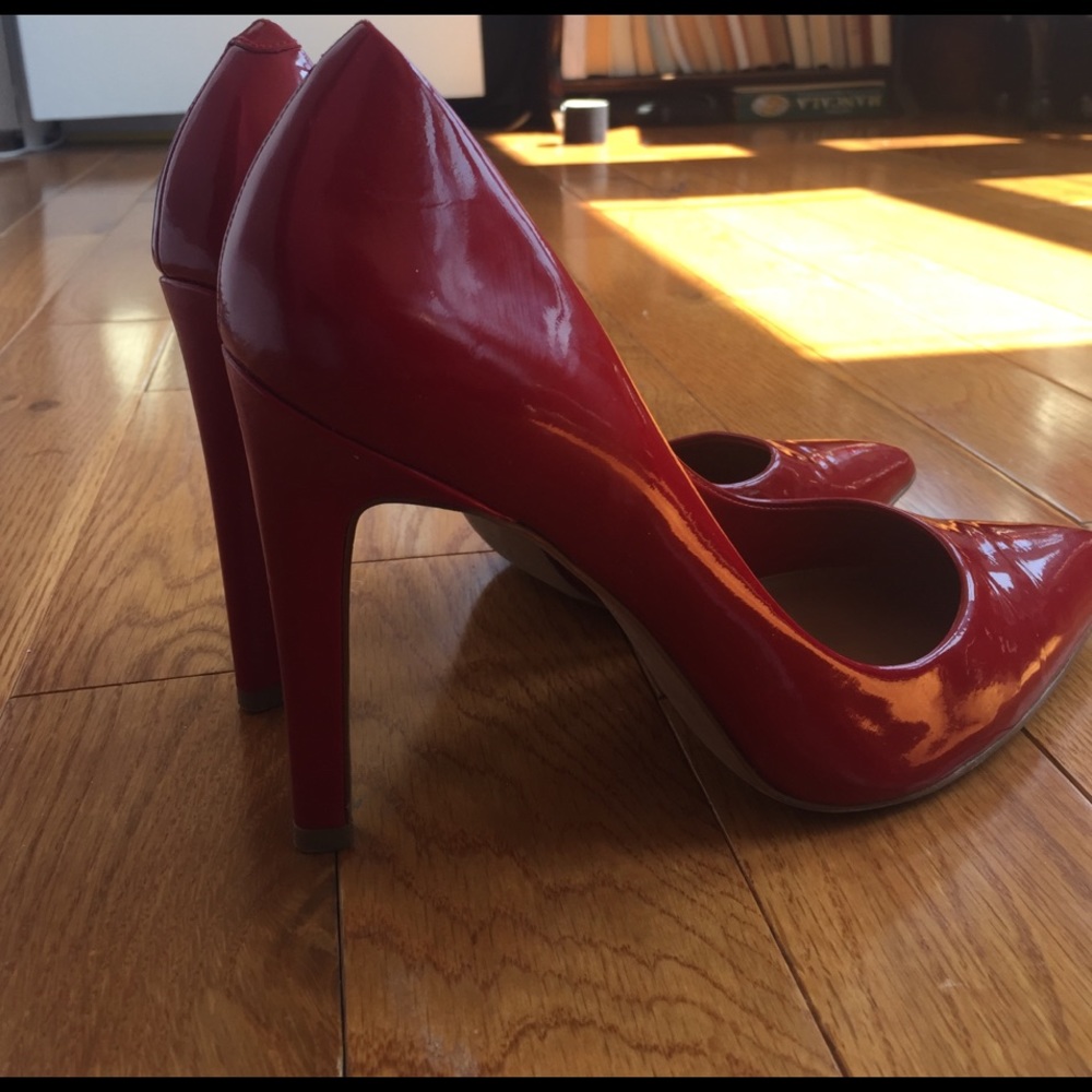 Red patent leather heels