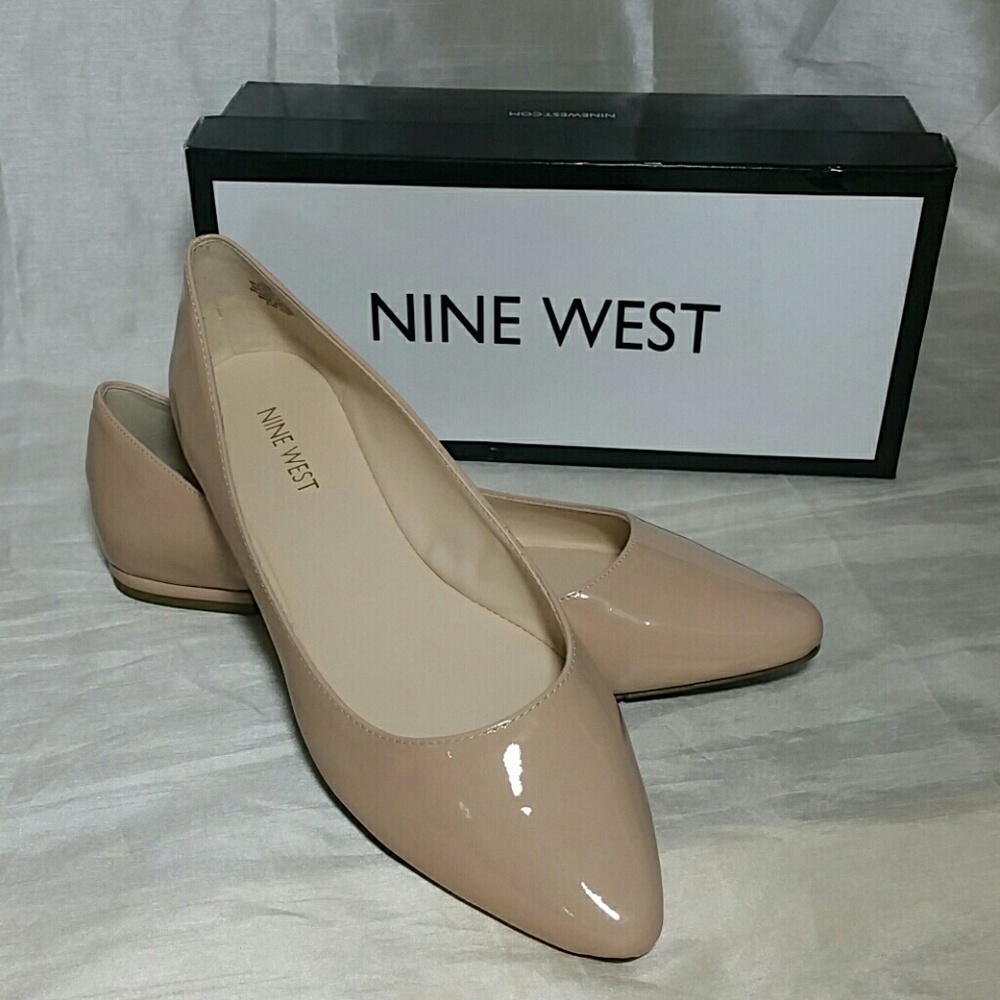 Nine West Flats Patent Leather Look Nude 8.5 M New