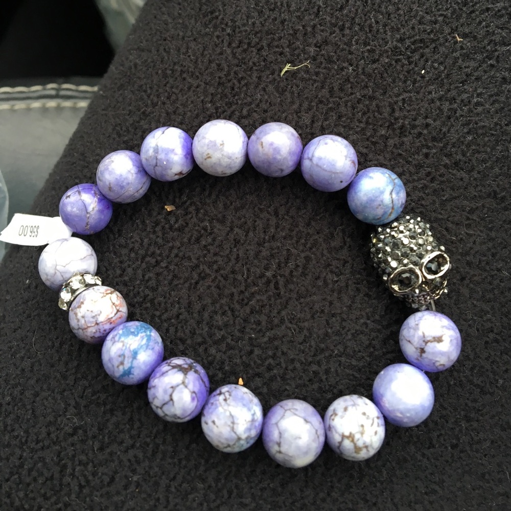 NWT purple & gunmetal skull bracelet