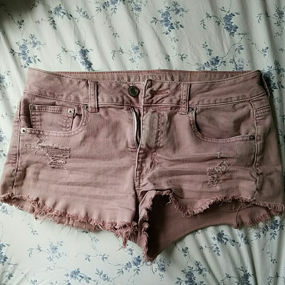 Rose destroyed High Waisted Shorts