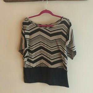 Absolutely Famous black and tan chevron shirt
